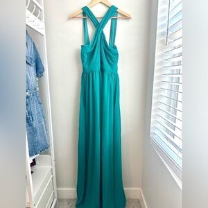 Goddiva Criss Cross Turqois Gown
